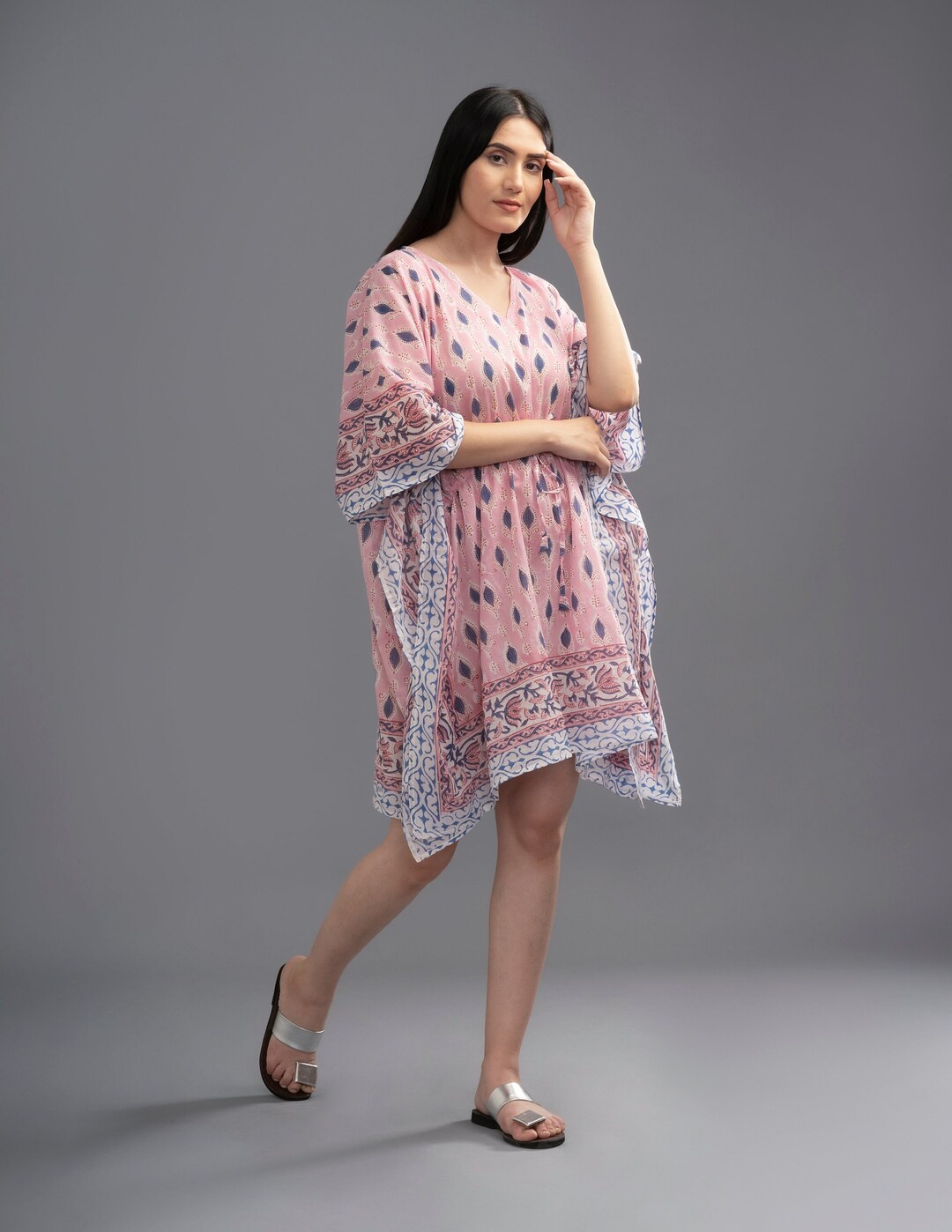 Striped Boho Caftan Beach Dress