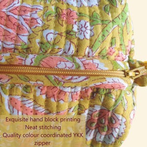 Toiletry Bag Set: Hand Block Print, Cosmetic Bag, Makeup Bag, Wash Bag for Women, Travel Pouch, Waterproof image 8