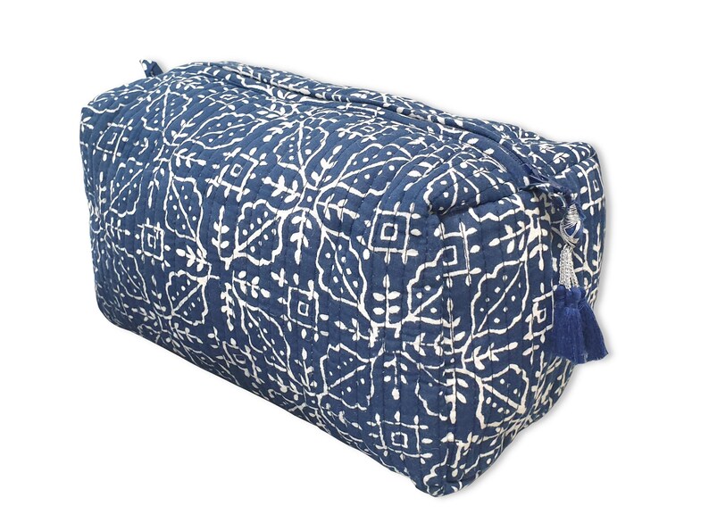Toiletry Bag Set: Hand Block Print, Cosmetic Bag, Makeup Bag, Wash Bag for Women, Travel Pouch, Waterproof image 10