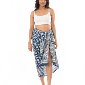 Indigo Blue Sarong Hand Block Print Beach Coverup Beach wrap Soft organic cotton Pareo Beach dress Beach outfit Beach Wear Gift for Her