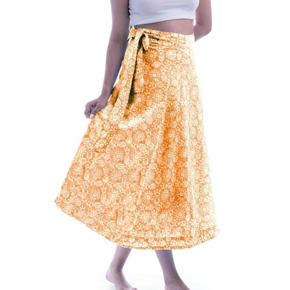 Jupe portefeuille midi bohème Jupe imprimée bloc Jupe à fleurs