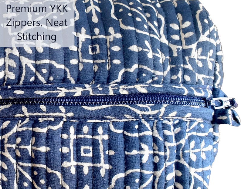Toiletry Bag Set: Hand Block Print, Cosmetic Bag, Makeup Bag, Wash Bag for Women, Travel Pouch, Waterproof image 13
