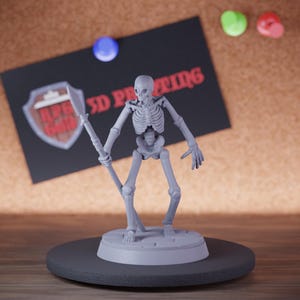 Simple Skeleton Miniature Spear Fighter Monster Mini Dungeons and Dragons RPG Tabletop Miniature DnD Painting Pathfinder 5e DnD | DD