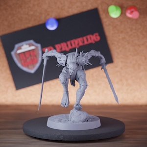 Ghoul Undead Zombie Miniature Double Sword Mini Dungeons and Dragons Mini RPG Tabletop Miniature DnD Painting Pathfinder 5e DnD | Lop