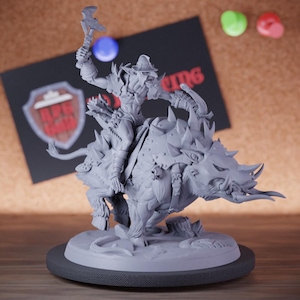 Boar Rider Miniature Hobgoblin Archer Mini Dungeons and Dragons RPG Tabletop Miniature DnD Painting Pathfinder 5e DnD | AG