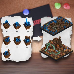 Modular Cave Terrain Tiles | Underground Cavern Blocks | Mine Tabletop Terrain | Pathfinder D&D 5e