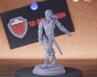 Vampire Duelist Swordsman Miniature | 28mm-75mm | Resin 3D Printed D&D Pathfinder Mini | DMS