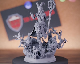 Elf Female Satyr Druid Miniature | 28mm-75mm | Resin 3D Printed D&D Pathfinder Mini | DMS