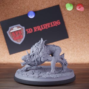 Hell Hound Miniature Demon Beast Mini Dungeons and Dragons Mini RPG Tabletop Miniature DnD Painting Pathfinder 5e DnD | Cnp
