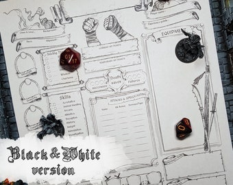 DnD 5e Character Sheet Monk Printable And Fillable PDF D&D 5e