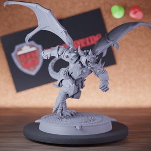Demon Monster Miniature Winged Armored Mini Dungeons and Dragons RPG Tabletop Miniature DnD Painting Pathfinder 5e DnD | Cnp