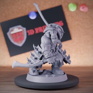 Orco Bárbaro Miniatura Luchador Monstruo Dungeons and Dragons Mini RPG Mesa Miniatura DnD Pintura Pathfinder 5e DnD / DB