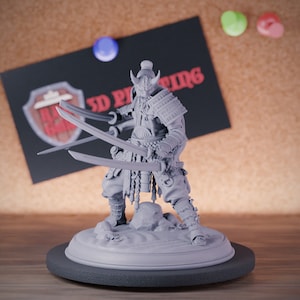 Samurai Fighter Miniature Boss Warrior Mini Dungeons and Dragons Mini RPG Tabletop Miniature DnD Painting Pathfinder 5e DnD | DmS