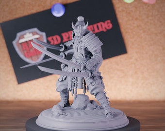 Samurai Fighter Miniature Boss Warrior Mini Dungeons and Dragons Mini RPG Tabletop Miniature DnD Painting Great Gift Idea DnD | DmS