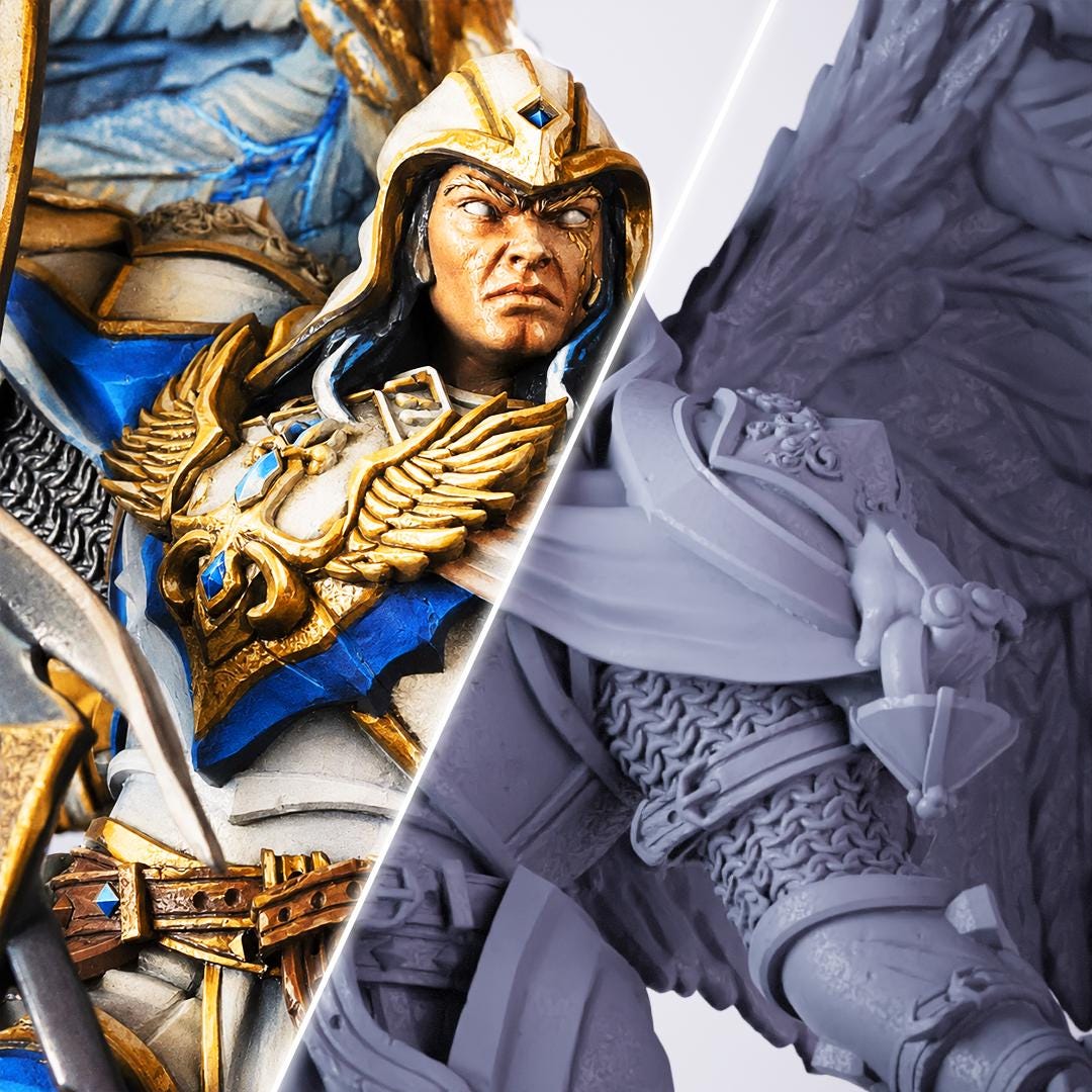 Celestial Paladin With Lightning Miniature | 28mm-75mm | Resin 3D ...