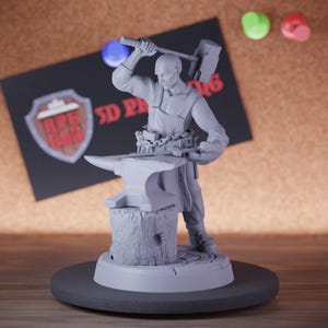Blacksmith Miniature Townfolk Mini Dungeons and Dragons RPG Tabletop Miniature DnD Painting Pathfinder 5e DnD | CnP