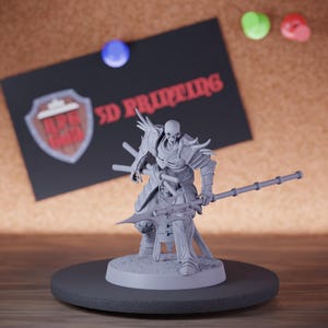 Samurai Skeleton Miniature Spear Taunt Mini Dungeons and Dragons Mini RPG Tabletop Miniature DnD Painting Pathfinder 5e DnD | Lop