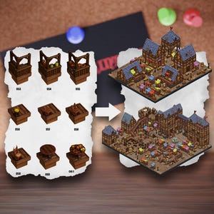 Tuiles de terrain de ville modulaires | Blocs de la ville médiévale | Terrain de table de village | Éclaireur D&D 5e