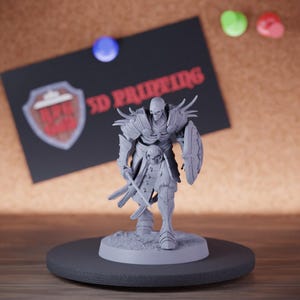 Samurai Skeleton Miniature Sword Shield Walk Mini Dungeons and Dragons Mini RPG Tabletop Miniature DnD Painting Pathfinder 5e DnD | Lop