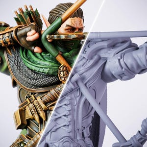 Miniatura Elf Ranger Rogue Archer / 28 mm-75 mm / Resina stampata in 3D D&D Pathfinder Mini / DMS
