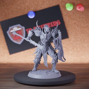 Drow Warrior Miniature Fighter Mini Dungeons and Dragons Mini RPG Tabletop Miniature DnD Painting Pathfinder 5e DnD | LoP
