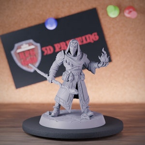 Mage Miniature Wizard Mini Sorcerer Warlock Dungeons and Dragons Mini RPG Tabletop Miniature DnD Painting Pathfinder 5e DnD | AG