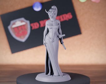 Female Oni Samurai Miniature Fighter Warrior Mini Dungeons and Dragons Mini RPG Tabletop Miniature DnD Painting Pathfinder 5e DnD | LoP