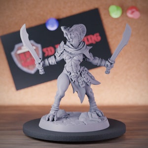 Yuan Ti Female Rogue Miniature Monster Snake Mini Dungeons and Dragons Mini RPG Tabletop Miniature DnD Painting Pathfinder 5e DnD | AG
