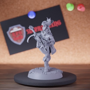 Collage of Eloquence Female Bard Miniature Lute Mini Dungeons and Dragons Mini RPG Tabletop Miniature DnD Painting Pathfinder 5e DnD | Cnp