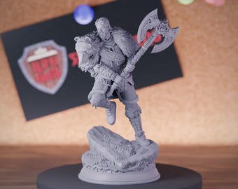 Savage Barbarian King Miniature | 28mm-75mm | Resin 3D Printed D&D Pathfinder Mini | DMS