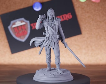 Human Rogue Swordsman Miniature | 28mm-75mm | Resin 3D Printed D&D Pathfinder Mini | DMS