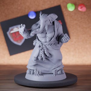 Female Loxodon Monk Miniature Priestess Mini Dungeons and Dragons Mini RPG Tabletop Miniature DnD Painting Pathfinder 5e DnD | AG
