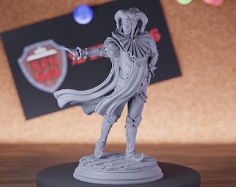 Vampire Jester Miniature | 28mm-75mm | Resin 3D Printed D&D Pathfinder Mini | DMS