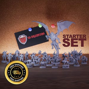 DND 5e Starter Set DM Essentials | 20 Epic Miniatures | D&D New Player Starter Pack | Dungeons and Dragons TTRPG Painting Pathfinder