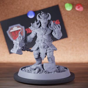Jefe en miniatura de diablo de fuego para mazmorras y dragones, minijuego de rol, miniatura de mesa, DnD, pintura, Pathfinder 5e, DnD/DB