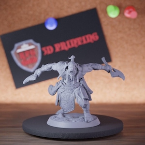 Warrior Orc Miniature Two Axe Fighter Mini Dungeons and Dragons Mini RPG Tabletop Miniature DnD Painting Pathfinder 5e DnD | LoP