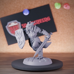 Dragonborn Female Fighter Hero Miniature Mini Dungeons and Dragons Mini RPG Tabletop Miniature DnD Painting Pathfinder 5e DnD | AG
