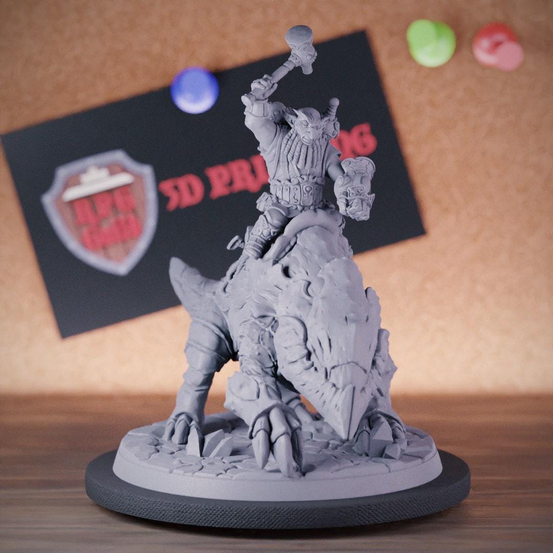 Gnome Raptor Rider Gnome Rider Miniature Gnome Mini Dungeons and Dragons Mini RPG Tabletop ...