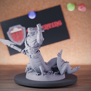 Sharkfolk Warchief Miniature Underwater Monster Dungeons and Dragons Mini RPG Tabletop Miniature DnD Painting Pathfinder 5e DnD | CnP