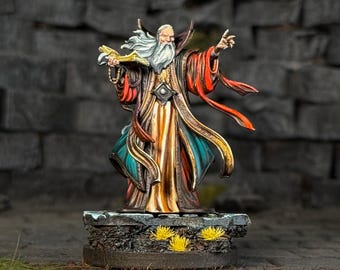 Human Wizard Painted Miniature Dungeons and Dragons DnD RPG Mini Tabletop Pathfinder 5e Pathfinder Painter | Lizielim