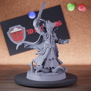 Mind Flayer Pirate Miniature Illithid Mini Dungeons and Dragons Mini RPG Tabletop Miniature DnD Painting Pathfinder 5e DnD | Cnp