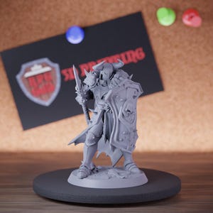 Paladín Guerrero con lanza Guerrero en miniatura Mini Dungeons and Dragons Mini RPG Mesa Miniatura DnD Pintura Pathfinder 5e DnD / LoP