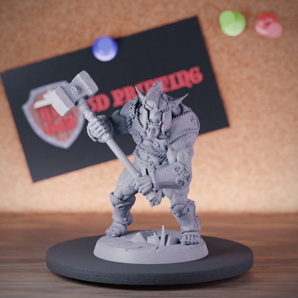 Bugbear Crusher Miniature Barbarian Hobgoblin Dungeons and Dragons Mini RPG Tabletop Miniature DnD Painting Pathfinder 5e DnD | AG