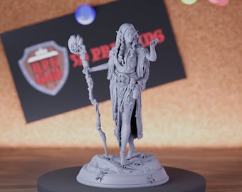 Weibliche Druide Miniatur Elfe Mini Dungeons and Dragons Mini RPG Tabletop Miniatur DnD Malerei Pathfinder 5e DnD | DmS