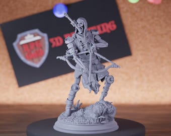 Skeleton Monster Archer Miniature | 28mm-75mm | Resin 3D Printed D&D Pathfinder Mini | DMS