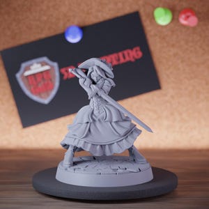 Female Fighter Miniature Battle Master Maid Human Mini Dungeons and Dragons Mini RPG Tabletop Miniature DnD Painting Pathfinder 5e DnD | Cnp