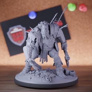 Tribal Giant Miniature Double Axe Mini Dungeons and Dragons RPG Tabletop Miniature DnD Painting Pathfinder 5e DnD | LoP