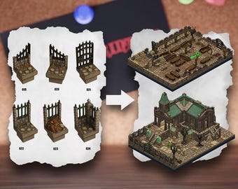 Losetas modulares de terreno de cementerio / Bloques de necrópolis de cementerio / Terreno de mesa de cripta / Pathfinder D&D 5e