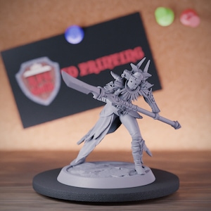 Stam Speerman miniatuur vrouwelijke krijger vechter Mini Dungeons and Dragons Mini RPG tafelblad miniatuur DnD schilderij Pathfinder 5e DnD | LoP
