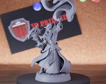 Elf Sorcerer Miniature Wizard Mini Dungeons and Dragons RPG Tabletop Miniature DnD Painting Pathfinder 5e DnD | CnP